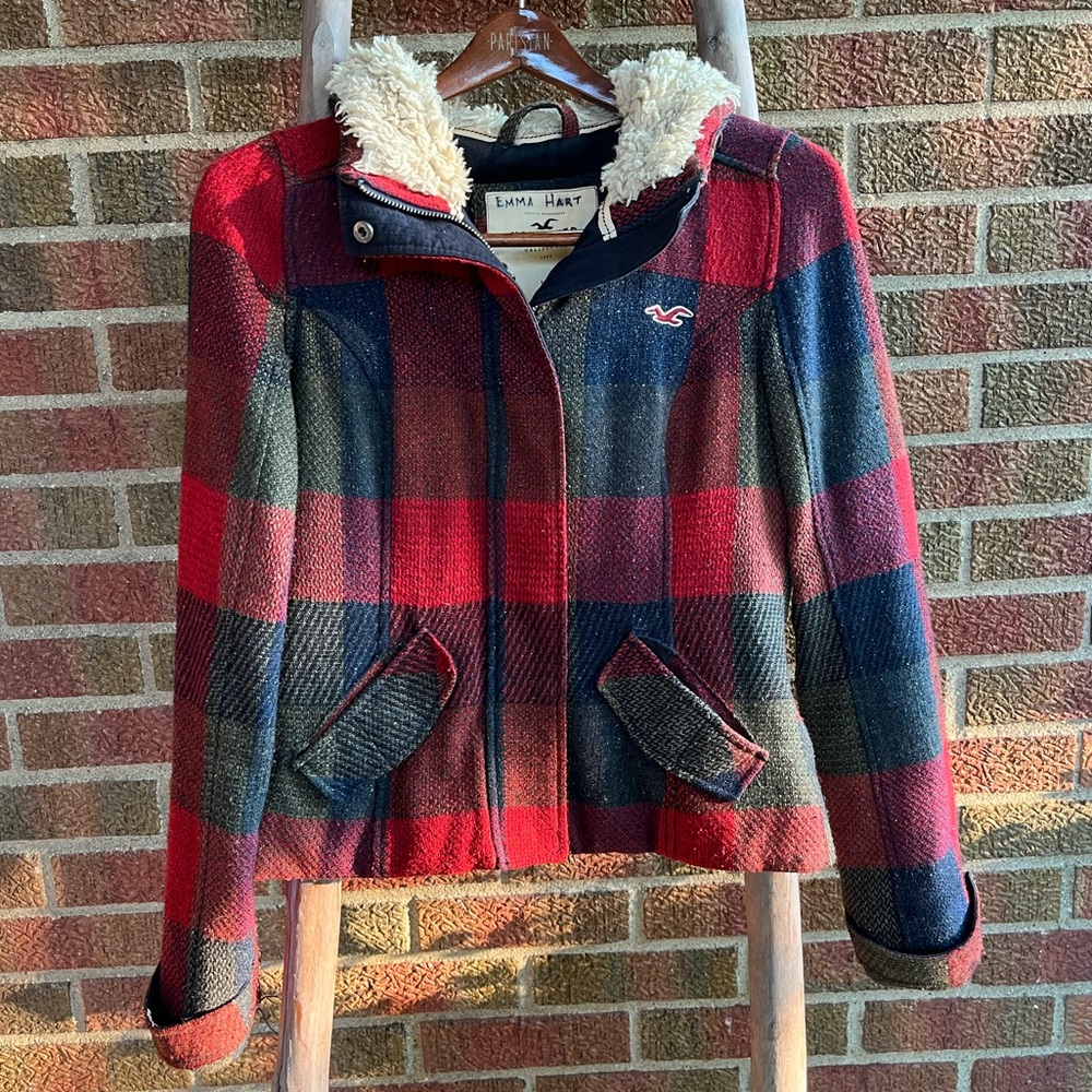 Red Plaid Hollister Coat